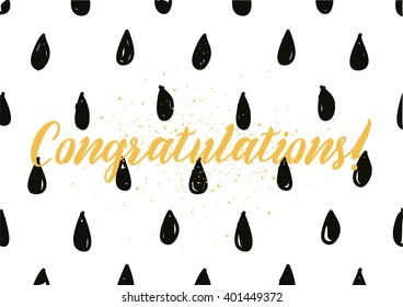 Congratulations inscription. Greeting card with calligraphy. Hand drawn lettering design. Photo overlay. Typography for banner, poster or apparel design. Vector typography.