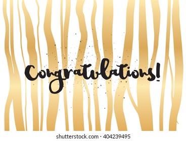 Congratulations inscription. Greeting card with calligraphy. Hand drawn lettering design. Photo overlay. Typography for banner, poster or apparel design. Vector typography.