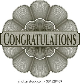 Congratulations inside a money style rosette