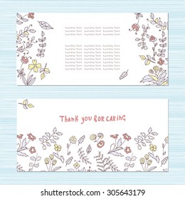 Congratulations, invitation card and envelope. Pattern with flowers for a holiday or a wedding. Sketch.
