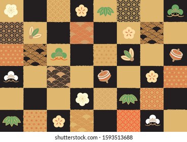 Congratulations Japanese pattern (black and gold)