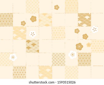 Congratulations Japanese pattern (cream background color)