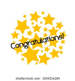 congratulations label or sign with star background