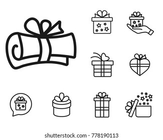 congratulations letter. linear gift icon set