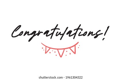 Congratulations lettering,. Calligraphic style typo design. 