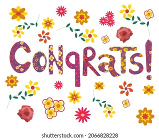 Congratulations Lettering Card Handmade Font Bright Stock Vector ...