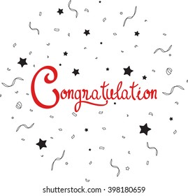 Congratulations lettering  with confetti on outline 