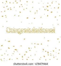 Congratulations Lettering With Golden Confetti. Vector Illustration