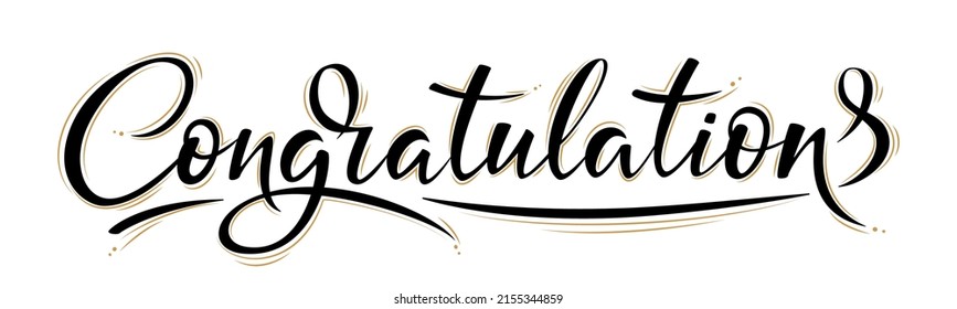 Congratulations lettering greeting sign. Handwritten modern brush lettering isolated on white background. Vector text for greeting card, banner, poster, t-shirt