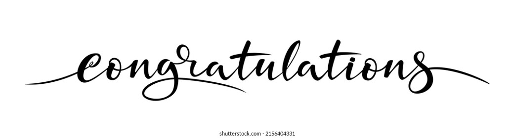 Congratulations lettering greeting sign. Handwritten brush lettering isolated on white background. Line design. Vector text for greeting card, banner, poster, invitation