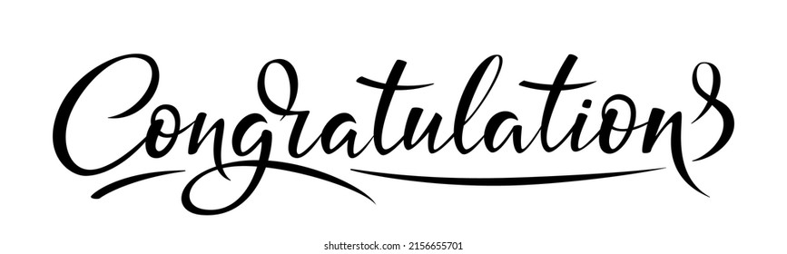 Congratulations Lettering Greeting Sign Handwritten Modern Stock Vector ...