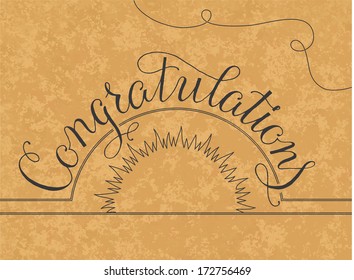 Congratulations lettering illustration hand written design on a gold background