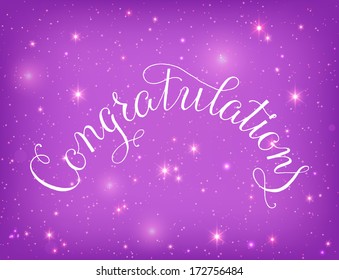 Congratulations lettering illustration hand written design on a gold background