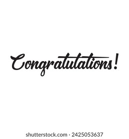 Congratulations lettering message with elegant golden frame. Congrats calligraphic quote. Hand drawn style calligraphy phrase.