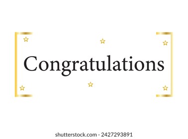 Congratulations lettering message with elegant golden frame. Congrats calligraphic quote. Hand drawn style calligraphy phrase. Vector illustration. Eps file 333.