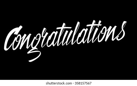 Congratulations lettering on black background. Hand drawn lettering. Vector illustration.