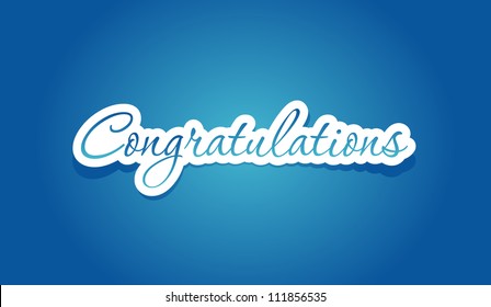 Congratulations Lettering On Blue Background. Vector Illustration.