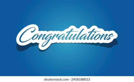 Congratulations lettering on blue background. vector illustration.
