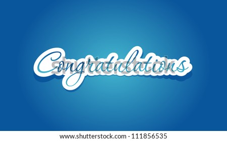 Congratulations lettering on blue background. Vector illustration.