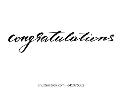 Congratulations Lettering Phrase Text Handwritten Black Stock Vector ...