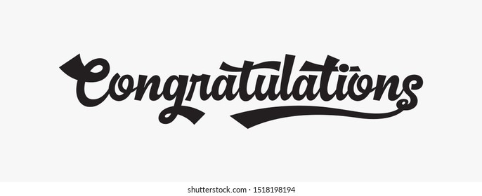 Congratulations Lettering vector. Handwritten modern lettering white background. Vector Illustration for greeting