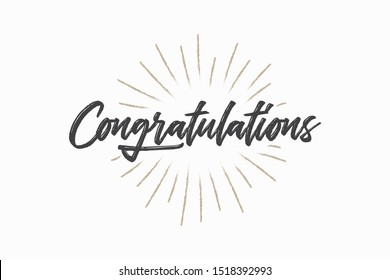 Congratulations Lettering, Vintage, Handwritten, Vector Illustration for greeting card