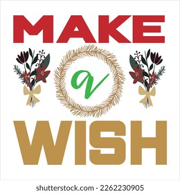 Congratulations Make Wish lettering sign quote typography. Calligraphy design for postcard poster graphics. Simple vector sign. Happy Birthday card colored element. Party decor cake confetti candle