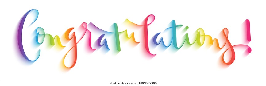 CONGRATULATIONS! mixed contrast vector brush calligraphy banner with rainbow gradient