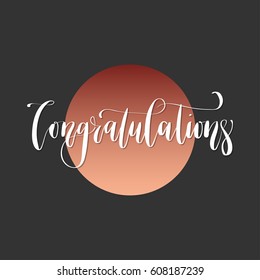 'Congratulations' - modern lettering quote. Vector hand written calligraphy phrase isolated on a black background