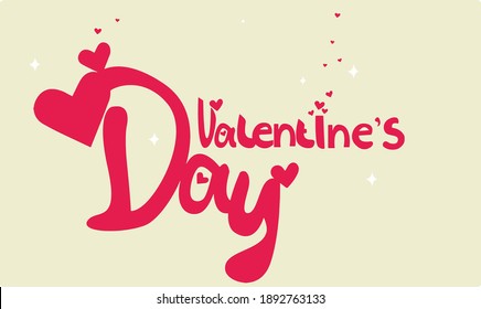 Congratulations on 14 february valentine's day. Template, postcard Happy Valentine's Day. Hearts, author's font with congratulations. Vector graphics