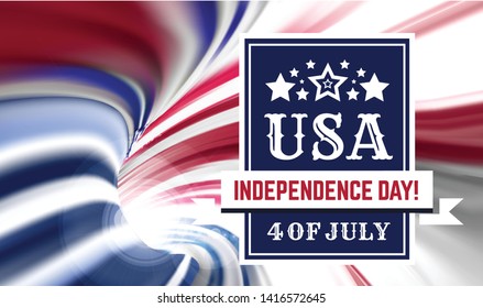Congratulations on America s Independence Day, Fourth of July - the US national holiday on a flag background. Vector illustration