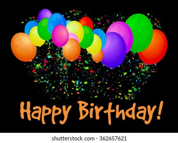 Congratulations on the birthday with balloons. Vector illustration