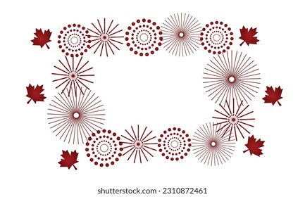 Congratulations on Canada Day. Holiday banner with Canadian symbols, maple leaves