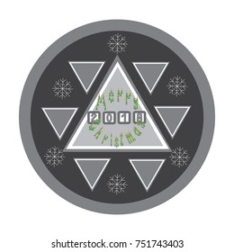 Congratulations on Christmas. Retro image. Print for the designer. Gift card, badge. The avatar element for the player. A business card for the holiday.
