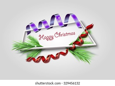 Congratulations on Christmas, streamer and spruce framed