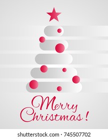 Congratulations on Christmas. Stylized Christmas tree. Merry Christmas greeting card design template. Holidays brochure or flyer
