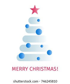 Congratulations on Christmas. Stylized Christmas tree. Merry Christmas greeting card design template. Holidays brochure or flyer
