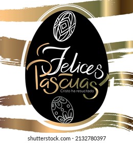congratulations on easter in spanish.Vector template for social media. Spanish calligraphy