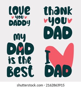 Congratulations on father's day. Hand drawn text greetings. Prints for T-shirts and postcards, stickers.