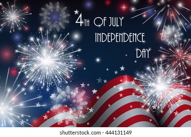 Congratulations on Fourth of July, American Independence Day celebration background with fire crackers.