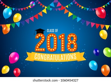 Congratulations on Graduation 2018 Class Background Vector Illustration EPS10