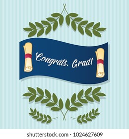 congratulations on graduation with cap and tassel. vector illustration