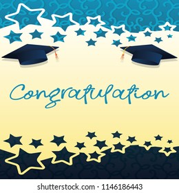 congratulations on graduation with cap and tassel. vector illustration