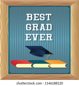 congratulations on graduation with cap and tassel. vector illustration