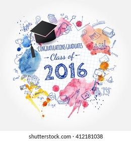 Congratulations on graduation class of 2016. Vector design for the graduation party