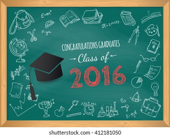 Congratulations on graduation class of 2016. Vector design for the graduation party