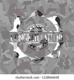 Congratulations on grey camouflage texture