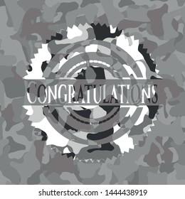 Congratulations on grey camouflaged texture