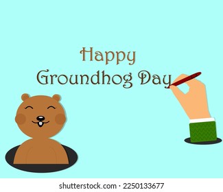 Congratulations on Groundhog Day. Vector illustration.