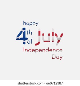 Congratulations on the Independence Day of the USA on July 4 - design composition from the text with the texture of the American flag
